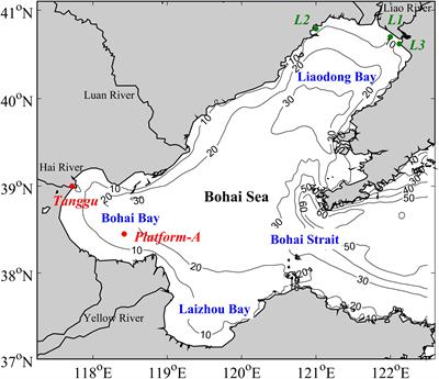 Spatio-temporal variations of the heat fluxes at the ice-ocean interface in the Bohai Sea